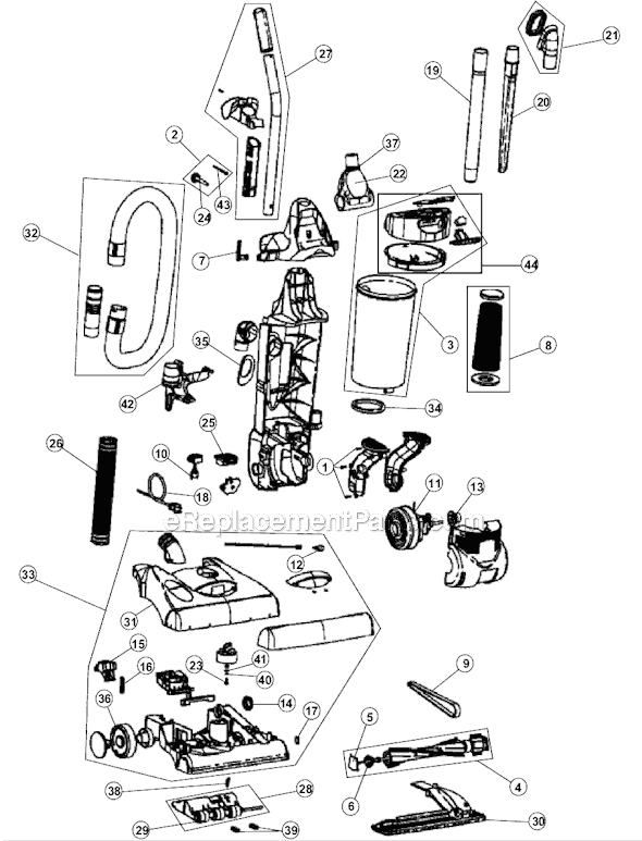 Page A Diagram and Parts List for M087800  Dirt Devil Upright Vacuum